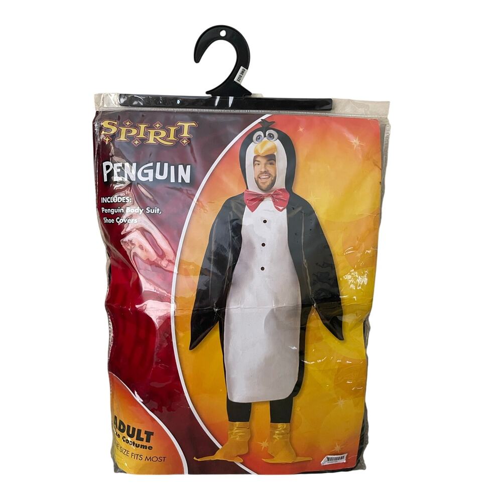 Spirit Halloween Penguin Adult Mens Size OS Black Yellow Halloween Costume